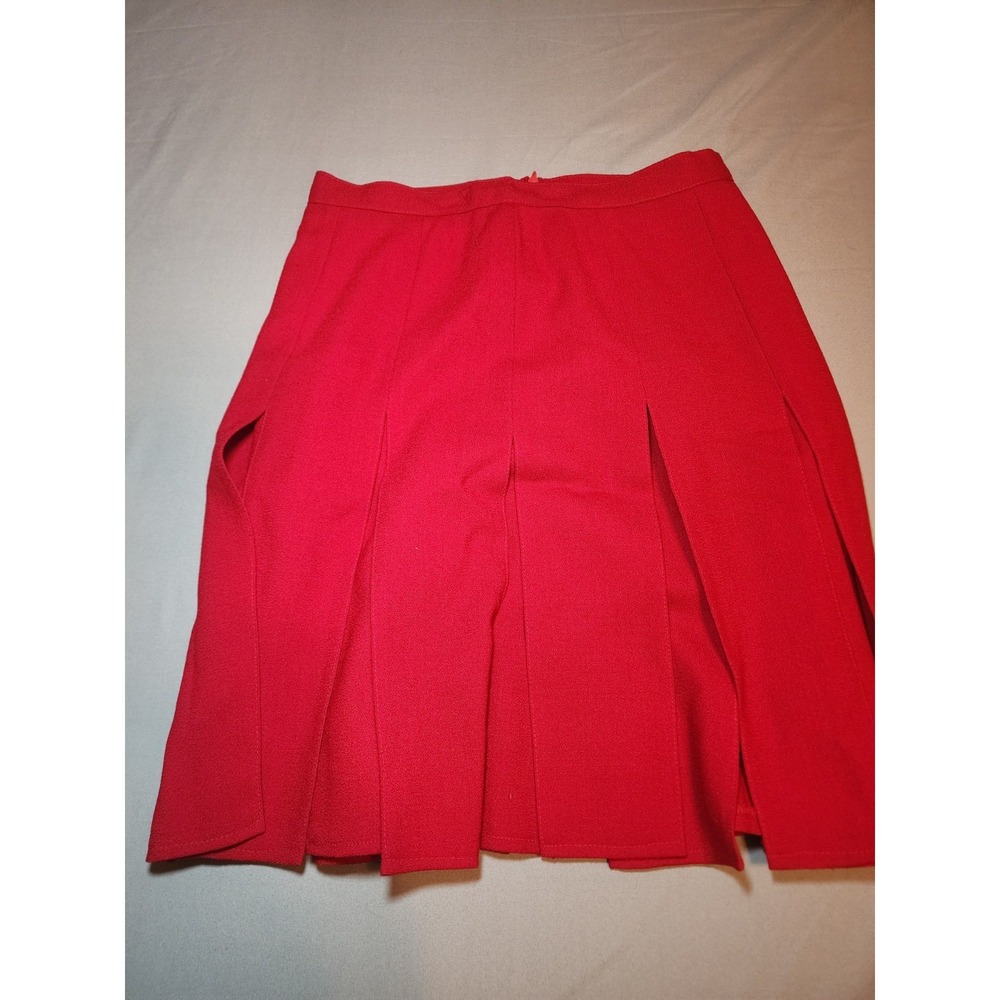 Women's Red Pleated Mini Skirt Size Small 26" Waist A-Line Back Zip Vintage Styl